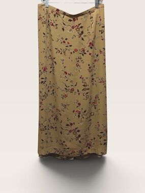 Kathie Lee Woman Floral Midi Skirt 18W Tan Boho Y2K